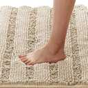 H.VERSAILTEX Bath Mats for Bathroom Non Slip Thick Chenille Striped Bath Rug Absorbent Fluffy Soft Shaggy Rugs Washable Dry Fast Plush Mats for Indoor, Bath Room, Tub - 20" x 32", Fog