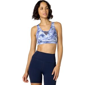 Lacoste Women's Recycled Print Sports Bra (Medium, White/Navy Blue)