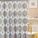 Eclipse Fabric Shower Curtain Geometric Medallion Print 71" x 70"