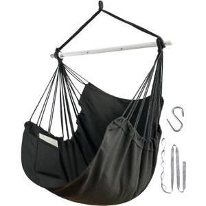 Lulladle Hammock Chair Hanging Rope Swing - Hammock Chair Bedrooms - Swing Chair Indoor - Hanging Chair Outdoor - Max Weight 500 Lbs (Dark Grey)