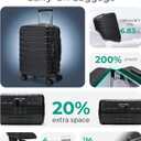 BAGSMART Carry On Luggage 22x14x9 Airline Approved with Spinner Wheels,Lightweight 20 Inch Luggage with TSA Lock,Expandable Hard Shell Carry On Suitcases for Men Women,Black