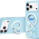 SYNCWIRE for MagSafe Ring Phone Holder, 360 Rotation Magnetic Cell Phone Grip Dual-Sided Magnets Phone Ring Kickstand Compatible with iPhone 17 16 15 14 13 12 Pro Max MagSafe, Android, Samsung etc. (Blue)