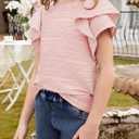 blibean Girls Ruffled Short Sleeve Textured Tops Shirts Size 6-7 Years (M)