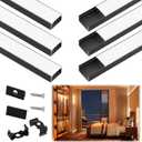 Muzata 6Pack 3.3FT/1M Wider LED Channel Black Aluminum LED Strip Diffuser Channel with Milky White Cover U102 BW 1M