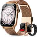 Smart Watches for Women, 1.83'' HD Fitness Tracker with Answer/Make Calls, Heart Rate/Sleep/SpO2 Monitor, 120+ Sport Modes, IP68 Waterproof, Compatible iPhone/Samsung/Android (Gold)