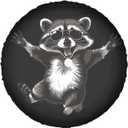 Funny Raccoon Spare Tire Wheel Cover with Backup Camera Hole Leather Wheel Cover Compatible with Wrangler JL (18 inch)