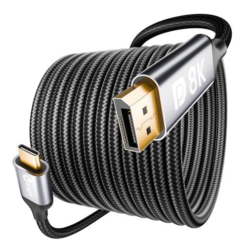 VIOY USB C to Displayport Cable 6.6 FT, Unidirection Type C to DP 1.4 Cable(8K@60HZ 4K@240HZ), Thunderbolt 4/3 to Display Port Cord Compatible with MacBook Pro/Air, iPad, iPhone15-17 Pro/Max, Galaxy, 2 Pcs