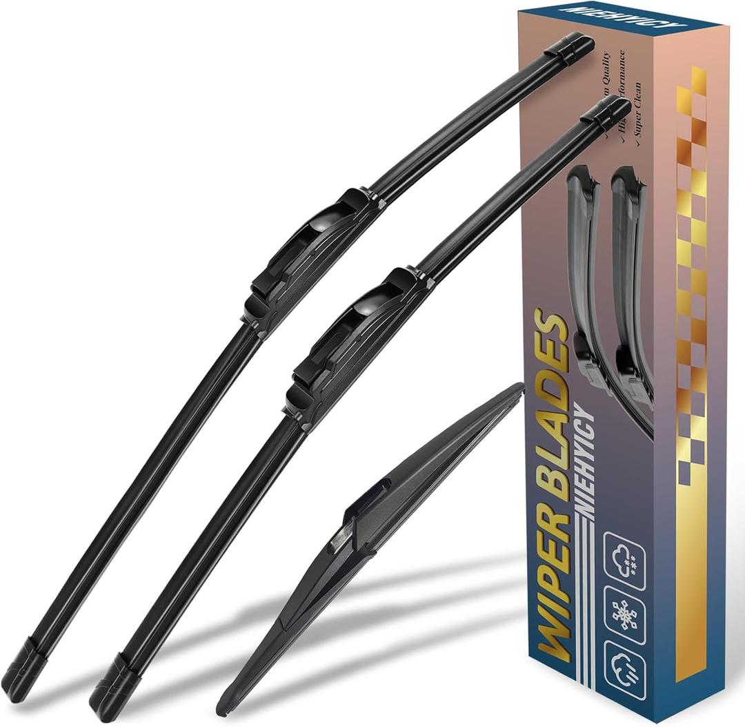 3Pcs Windshield Wiper Blades for 14-20 Infiniti QX60,13-19 Nissan Pathfinder/15-21 Rogue, Original Equipment Replacement Automotive Windshield Wiper Blades for My Car - 26"/17"/12" (Set of 3) U/J HOOK