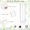 Molain 20 Pcs Plastic Small Cylinder Vases, 7" Tall x 2.1" Diameter Cylinder Vase for Centerpieces MultiUse Flower Vase Bulk Small Clear Flower Container for Wedding Bridal Shower Birthday Living Room