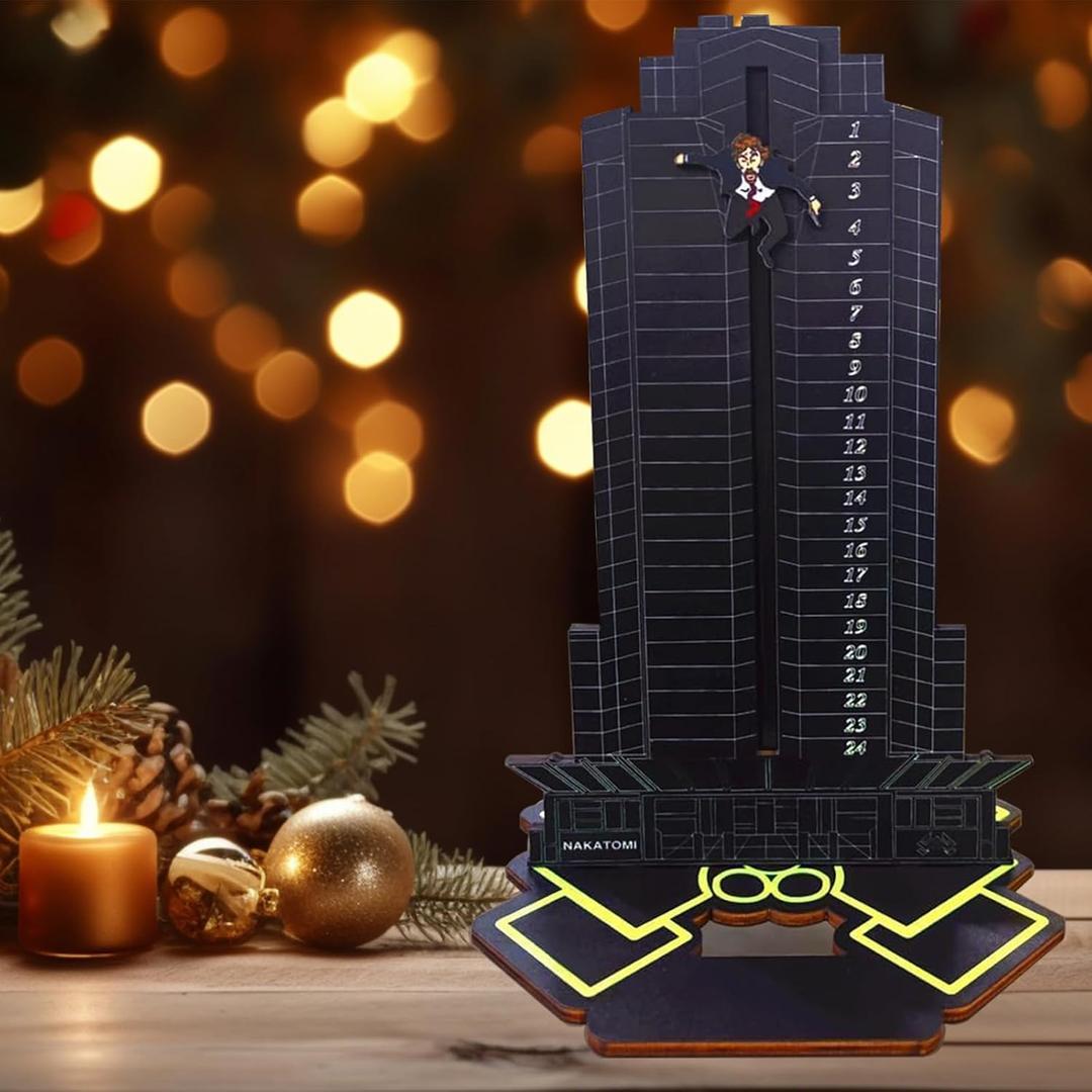 Die Hard Advent Calendar, 2025 Christmas Countdown Calendar, Magnetic Wooden 24 Days of Advent Calendar for Kids Christmas Advent Gifts Home Table Party Decorations