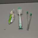 CAREBABYMORE Baby Bottle Brush with One Base Hidden Nylon Nipple Cleaner, 2 Pcs Sponge Nipple Brushes, 2 Pcs Straw Brushes, Bottle Brush with Nipple Cleaner and Suction Cup (Green)