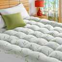 Mattress Pad Queen Size, Viscose Made from Bamboo Pillow Top Mattress Pad, Cooling Mattress Topper,2In Extra Thick Pillow Top for Back Pain with 8"-18" Deep Pocket (60"x80")