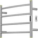 Electric Towel Warmer Rack,Heating Towel Warmer,Timer & Temperature Control,Wall-Mounted Plug-in for Bathroom,Brushed,Stainless Steel,4-Bar(16.54x23.62x5.51in) (Round-matte Brushed With Gold Top)