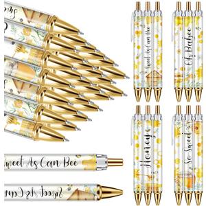 Chuangdi 24 Pcs Bee Honey Baby Shower Ballpoint Pens Favors Bulk Retractable Ballpoint Pen Black Ink with Gifts for Guests School Supply