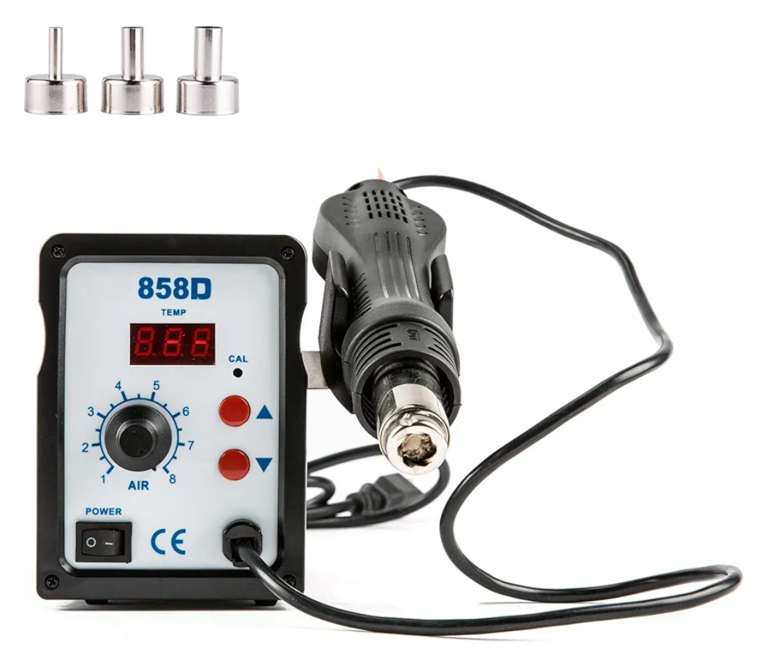 CREWORKS 858D Rework Station, 110V SMD Soldering Rework Station with Hot Air Heat Gun Set, LED Digital Temperature Display Screen Electric Desoldering Welding Iron Kit for Electronics Repairing