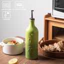 Sweejar Large Olive Oil Dispenser Bottle, 24 Oz Ceramic, Modern Relief Design, Dishwasher Safe, Gradient Green
