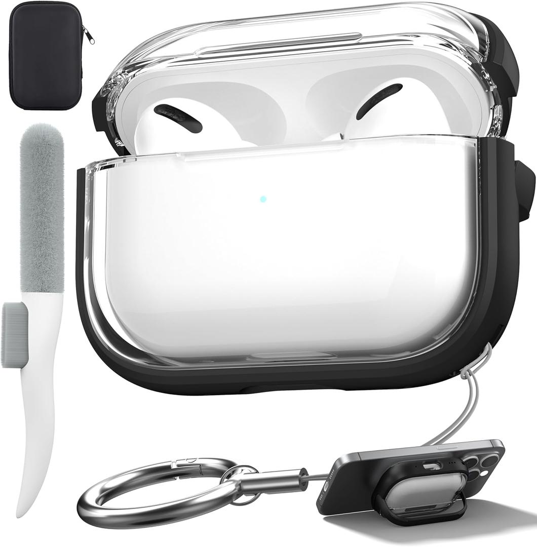 Valkit Compatible AirPods Pro Case, Clear & Soft Shockproof Protective Case for AirPods Pro Gen 2nd/1st (2023/2022/2019) with Lock & Cleaner Kit