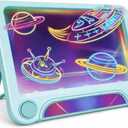 Magic LED Drawing Board for Kids, Light-Up Tracing Pad with 3 Double-Sided Cards & 4 Washable Markers, Glow Doodle Arts & Crafts Toy for Ages 3+