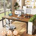 Huuger 63 x 24 inch Desk with Power Outlets & USB-C, Deeper & Thicker Desktop, Robust Metal Tubes, Computer Desk, Heavy Duty Office Desk, Work Gaming Desk, for Home Office, Rustic Brown