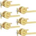 Goldenwarm Gold Door Handles, Privacy Brushed Gold Door Handle, Heavy Duty Zinc Alloy Interior Door Levers, Brushed Brass Door Lever Indoor for Bedroom, Bathroom, (6 Pack)