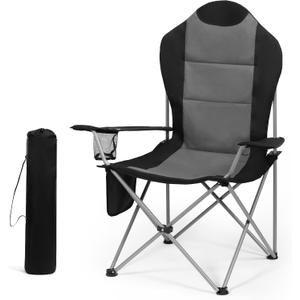OUTSIDER Folding Camping Chair for Adults Heavy Duty Supports 400 lbs, Portable Outdoor Chair with Cup Holder, Side Pocket & Large Rear Storage Bag, Lightweight Lawn Chair for Camping (Style-4, 1)