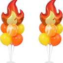 Fire Balloon Party Decorations,Fire Balloon Stand Kit 2 Sets on Table,2 Fire Foil Balloons with Orange Yellow Latex Balloons for Birthday Baby Shower Party Decorations