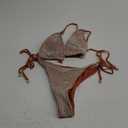 ZAFUL Women's Bikini Set Fishnet Triangle Tie Convertible Collar Halter Bandeau Shell Two Piece Bathing Suit L