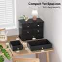 Oak Desk Organizer with Drawers, Durable Wooden Desktop Storage Box with Metal Handles & Non-Slip Silicone Pads, 5 Drawer Tabletop Organizer for Office, Bedroom, Bathroom, Vanity, and Makeup Black