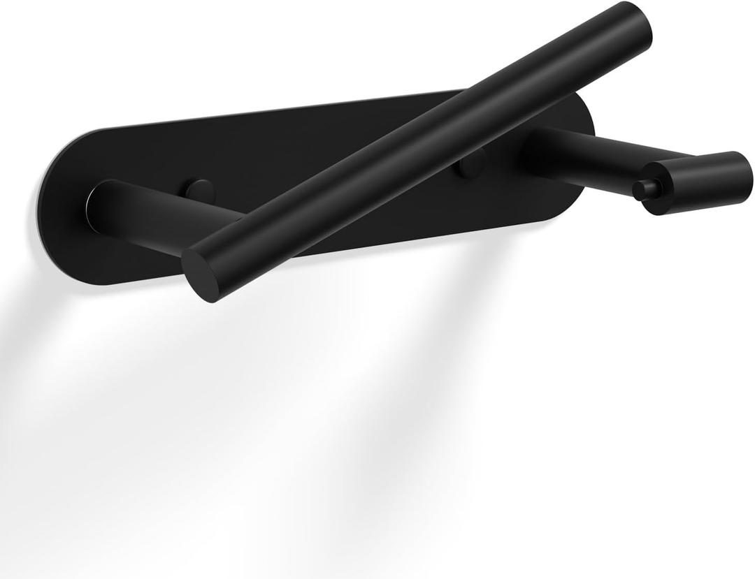HITSLAM Toilet Paper Holder Matte Black, SUS304 Stainless Steel Bathroom Toilet Paper Roll Holder Wall Mounted and Self Adhesive, No Drill Tissue Holder Use for Washroom and Kitchen