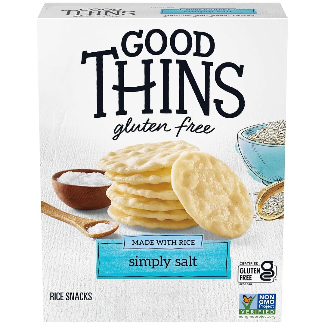 GOOD THINS Simply Salt Rice Snacks Gluten Free Crackers, Snack Crackers, 3.5 oz (EXP 08/27/26)
