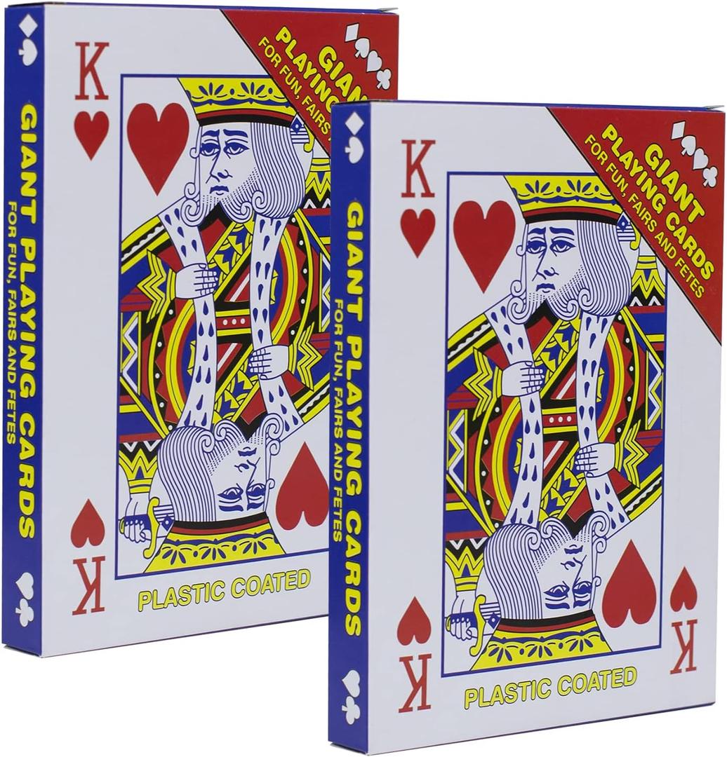 2 Pack Large Jumbo Playing Card Deck - 5x7 Inch Giant Poker Super Big Game Card Set Oversized Bridge Playing Cards Huge Magic Poker for Family Party Fun