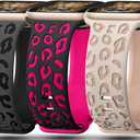 3 Pack Leopard Engraved Bands Compatible with Apple Watch Band 41mm 40mm 38mm 42mm 44mm 45mm 46mm 49mm Women, Soft Silicone Cheetah Embossed Sport Strap for iWatch Series 10 9 8 7 6 5 4 3 2 1 Ultra (DGrey&Black,Black&Hotpink,Starlight&Nude Tan)