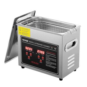 VEVOR Ultrasonic Cleaning Machine with Digital Timer & Heater, Professional Jewelry Cleaner, Stainless Steel Heated Cleaning Machine for Glasses Watch Rings Small Parts Circuit Board (3L)