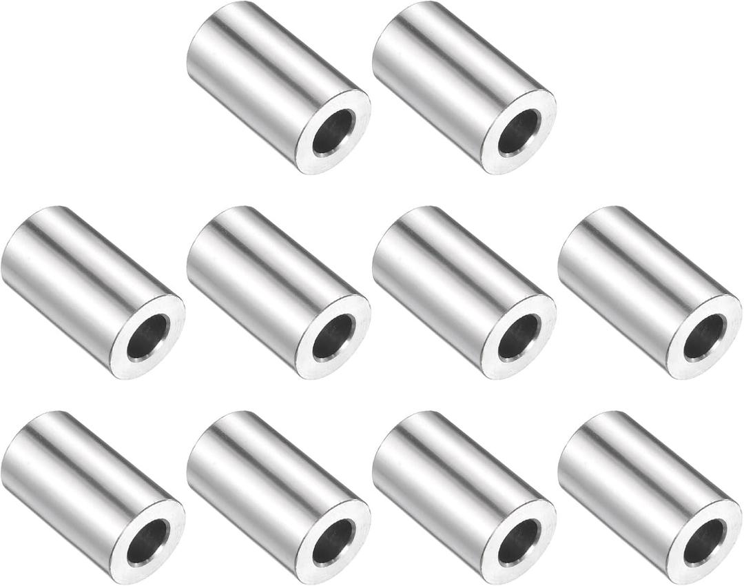 uxcell 10pcs Stainless Steel Spacer 3/8" Bore x 3/4" OD x 1-3/16" Length Screw Bushing Plain Finish Round Metal Spacer for M10 Screws Bolts and Rods