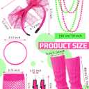 Vabean 19 Pcs 80s Costume Set T Shirt Leggings Tutu Skirt Headband Necklace Bracelets Earrings Gloves Leg Warmers for Women