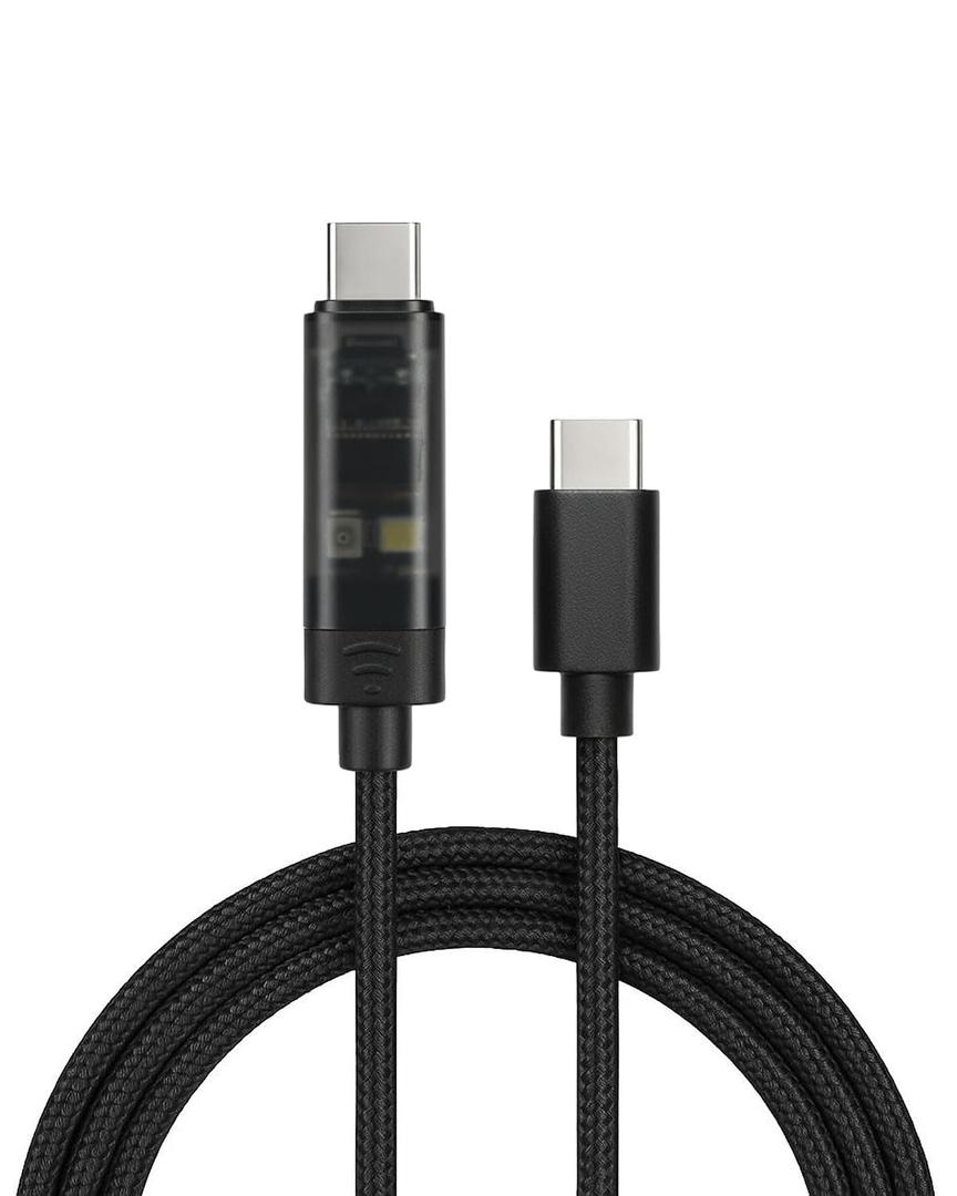 USB C to USB C Cable 60W PD Fast Charging, 4.9ft Nylon Braided Type-C Charger with Built-in IR Remote Voice Control Air Conditioner, Compatible with iPhone 17/16/15, MacBook, iPad, Galaxy S24/S23