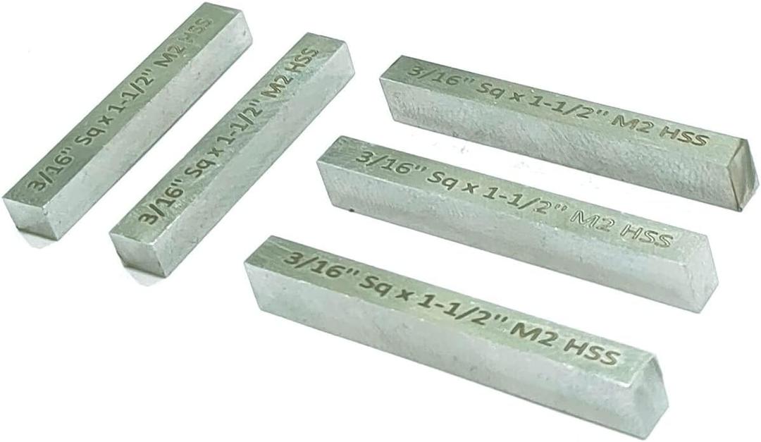 Set of 5 x HSS M2 Cutting Tool Bits for Milling Fly Cutters & Lathe's Turning Tools (3/16" Square x 1-1/2" Long)