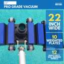 Aquatix Pro Pool Vacuum Head, 22" Extra Large Commercial Grade, 10 Weighted Plates, Hose Adapter, Aluminium Handle, Stainless Steel Balls, Flex Swivel Swimming Pool Head with Bottom Brush