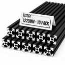 10PCS 48inch(1220mm) T Slot 2020 Aluminum Extrusion Profile for 3D Printer and CNC DIY, High-Strength European Standard Extruded Aluminum Linear Rail Guide, Anodizing Technology(Black)