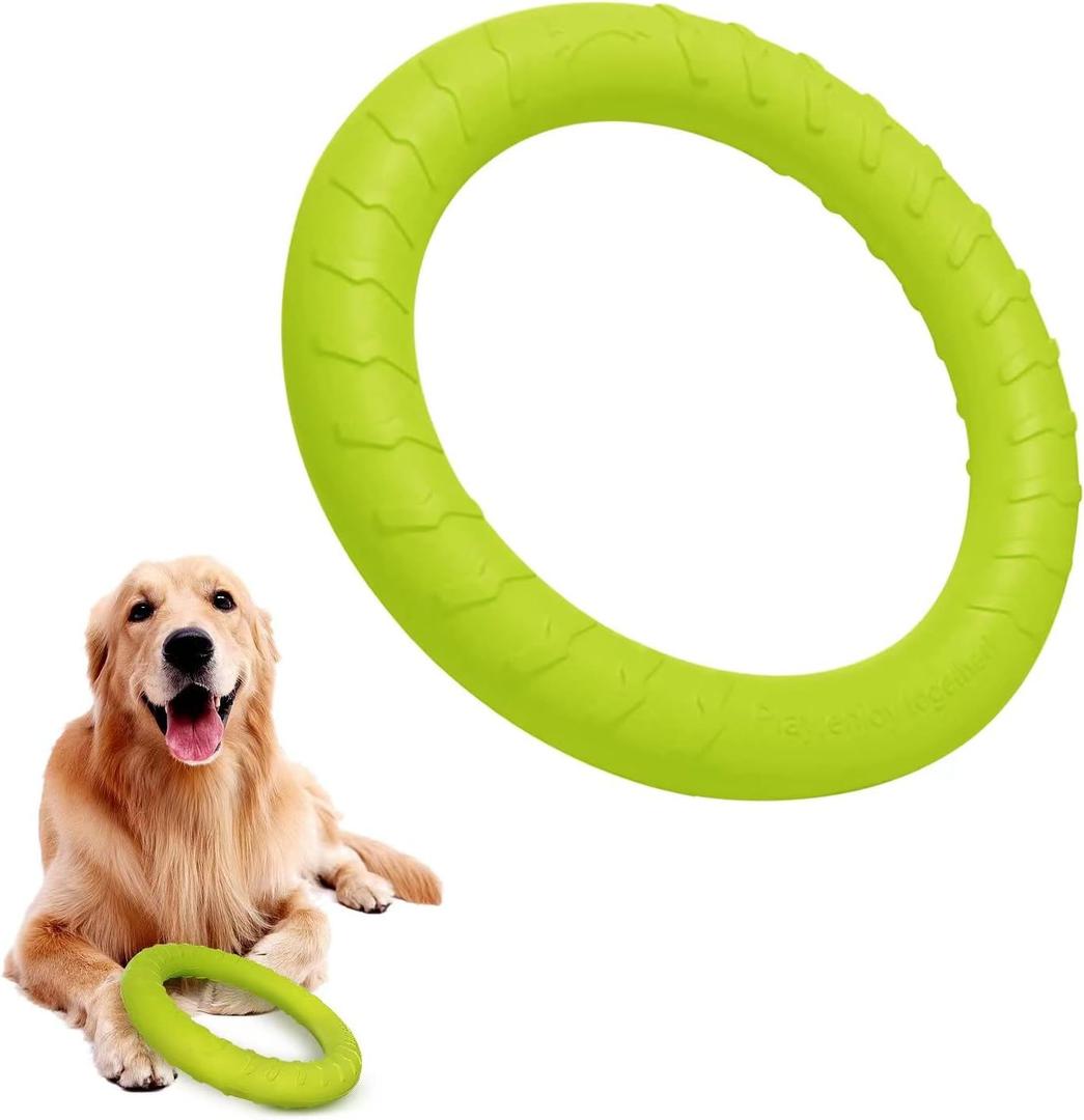 Large Dog Durable Indestructible Floating Flying Disc Ring Toys for Chewers,Pool Swimming,Throwing,Catching,Grabbing Pitch,Indoors,Outdoors Playing&Training (green)