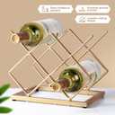 Countertop Wine Rack - 5 Bottle Freestanding Modern Gold Metal Small Wine Rack - Tabletop Wine Holder Stand for Cabinet, Pantry, Wine Bottle Storage
