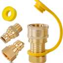3/4'' Natural Gas Quick Connect Fittings - 4 PCS Solid Brass Propane Quick Connect Fitting with Sealed Connection for Gas Grill, RV, Fire Pit, Heater, Generator