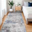 4x8 Kitchen Washable Runner Rug - Hallway Runner Rug with TPR Rubber Backing Non-Slip Low-Pile & Stain Resistant Neutral Modern Abstract for Entryway Bedroom (Blue Grey, 4x8)