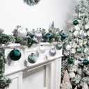 3.15 Inch Satin Christmas Tree Ornaments15 Pcs Velvet Christmas Balls Bulk Set Plastic Shatterproof Xmas Hanging Ornaments Decorations for Tree Garland(Green Silver White)
