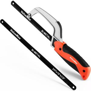 ValueMax Hacksaw, Mini Hack Saw with Extra 1 Piece Bi-Metal 10 Inch Blade, Aluminum Small Metal Saw for Wood, PVC, Iron, Copper, Compact Metal Cutter Tool for Tight Spaces & Small Objects