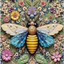 Floral Bee Jigsaw Puzzles 1000 Pieces, Ultra-Difficult Animal Plant Jigsaw Puzzles for Adults 1000 Pieces, Impossible Flower Bee Art Puzzle for Expert Puzzle Lovers, Unique Gift Wall Decor (Pearl Winged Fantasy)