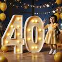 Marquee Numbers 3 Feet Tall Large Light Up Numbers 40th Birthday Decorations Women Men Big Yellow Light Outdoor Anniversary Decorations Balloon Arch Kit Party Backdrop 40