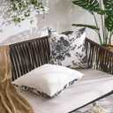 Black and White Outdoor Pillow Covers 18x18 Inch Waterproof Farmhouse Square Decorative Throw Pillows Covers for Patio Couch Floral Pattern Sofa Tent Pillowcases Set of 2