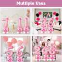 40 Inch Pink Number 5 Balloon for 5th Birthday Decoration Pastel Baby Pink Number Five Foil Balloon Tower Giant Large Digit Hot Pink White Helium Balloons Stack Stand for Girls Anniversary Party