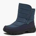 Lands' End Expedition Warmest Waterproof No Tie Kids Snow Boots for Boys and Girls - Insulated Winter Fleece Lined Snow Boots Size 7, Medium Blue